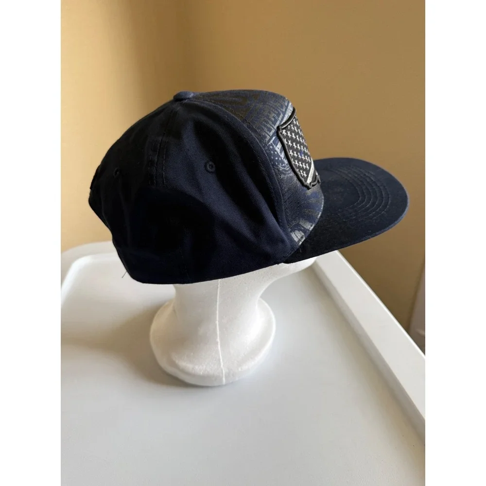Top Level USA Map Flag Snapback Hat Navy Blue Flat Brim Cap One Size